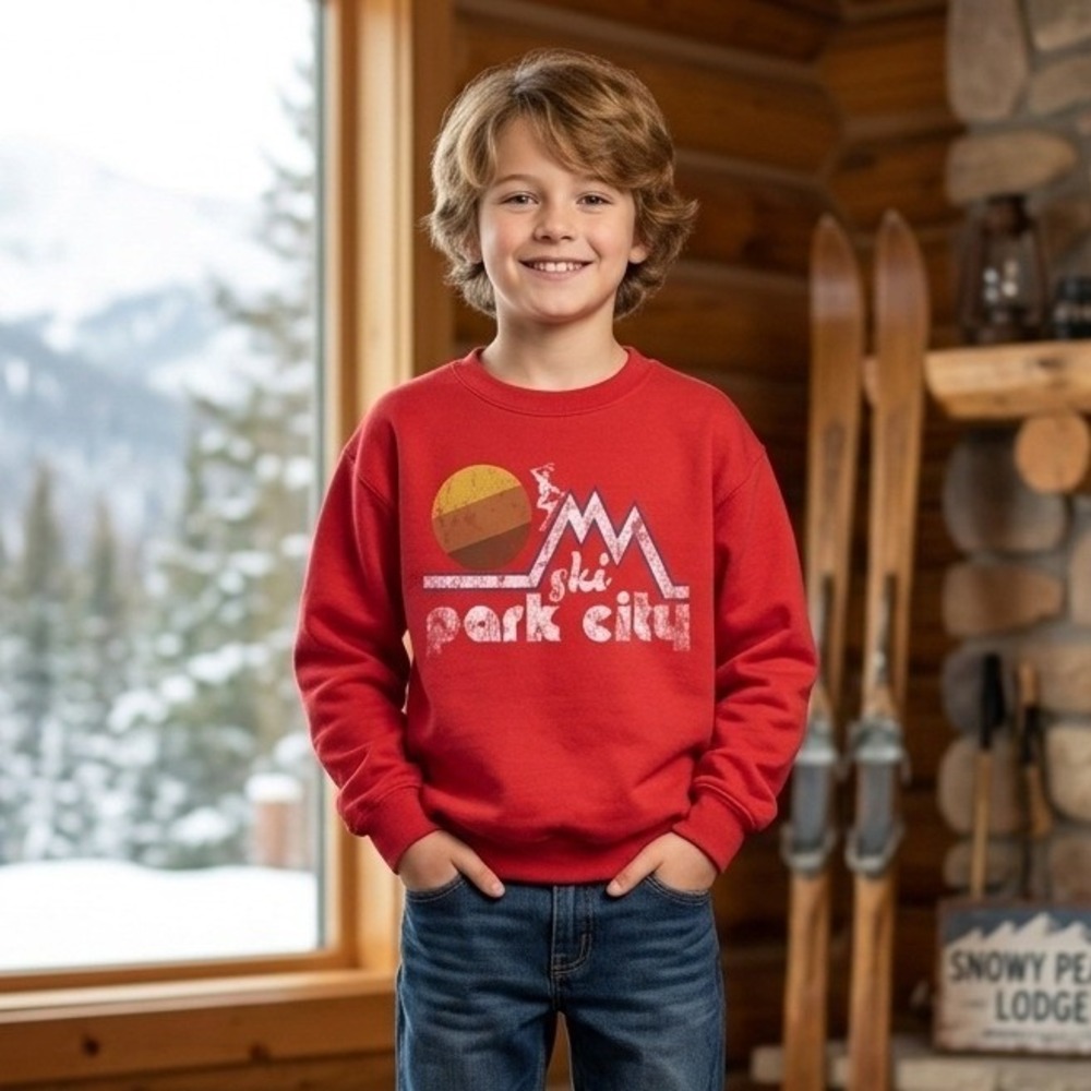Prince Peter Kids Ski Park City Sweatshirt‎ Red Vintage Graphic Pullover Medium